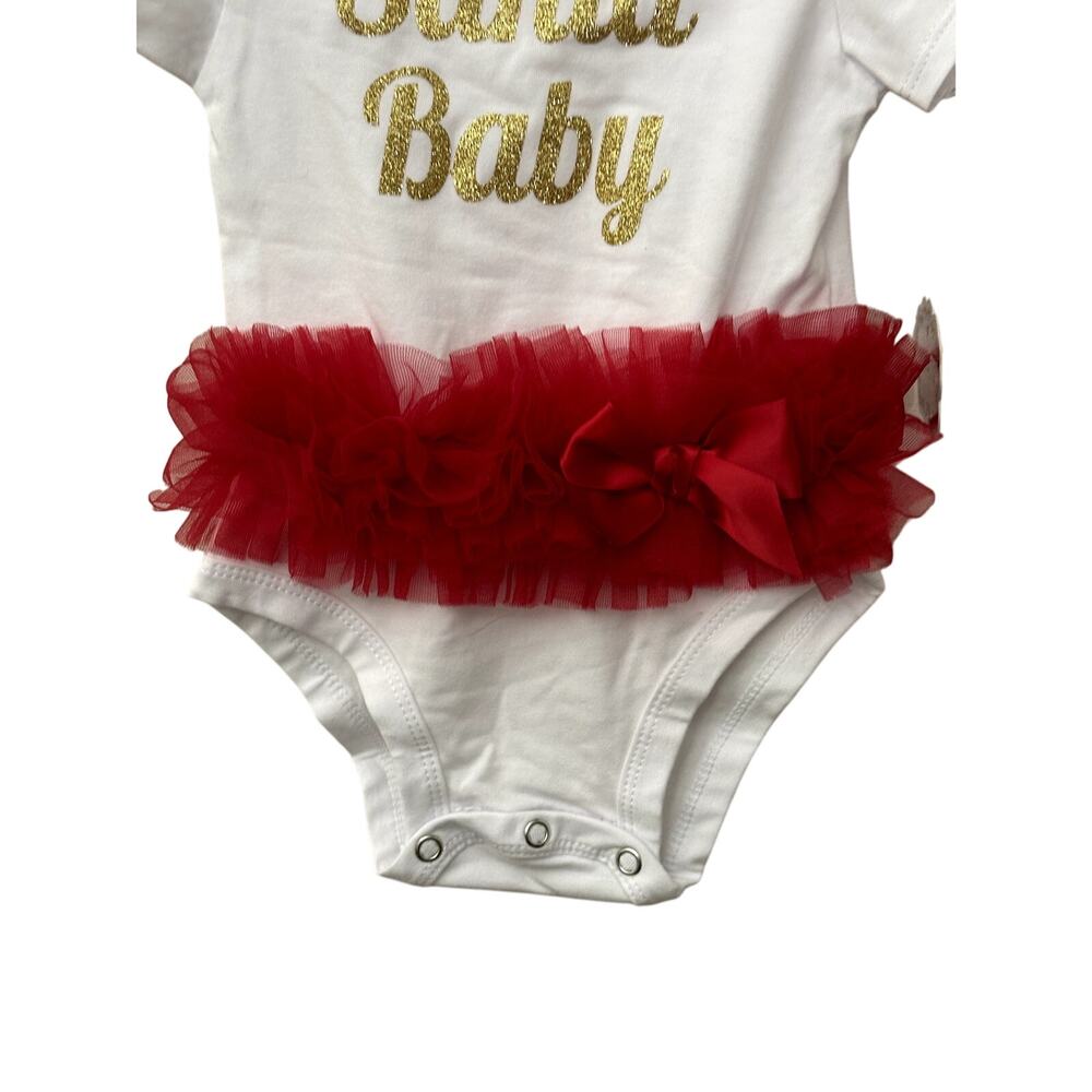 Popatu Santa Baby One Piece Tutus Crew Neck Short Sleeves White Red 18 Mos NWT - Picture 3 of 8